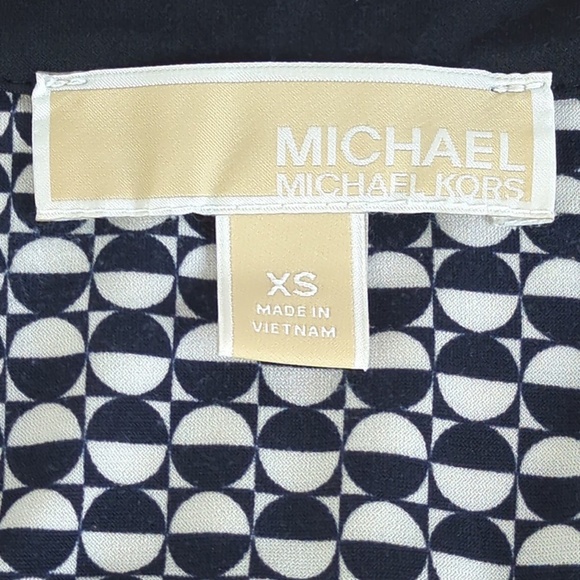 Michael Kors Black White Grommet Lace up Midi Dress - Picture 2 of 16